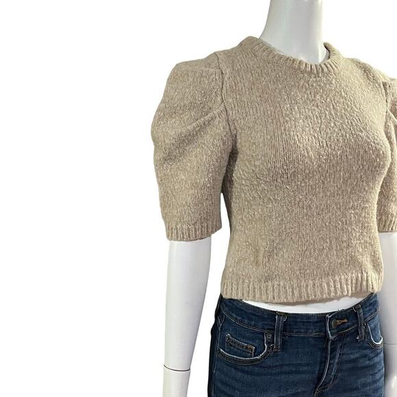 Jacquie the Label Womens  Anastacia Short Puff Sleeve Cropped Sweater Size Small - Picture 6 of 11